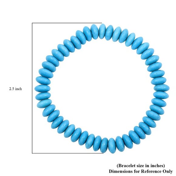 Imitation Turquoise Rondel Stretch Bracelet (6.0-7.0In) 66.50 ctw - Picture 4 of 4